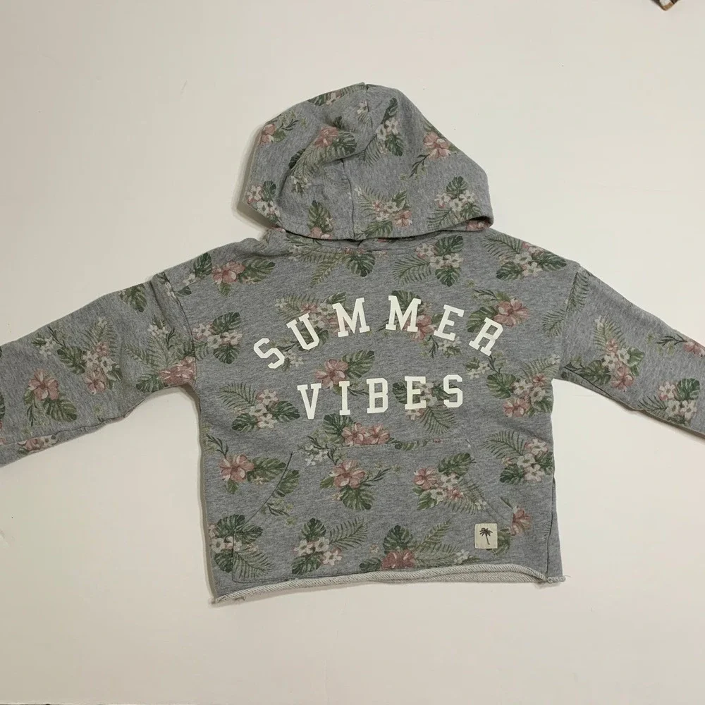 Art‎ Class Kids Grey Floral Summer Vibes Hoodie Size 4T Pullover Long Sleeve
